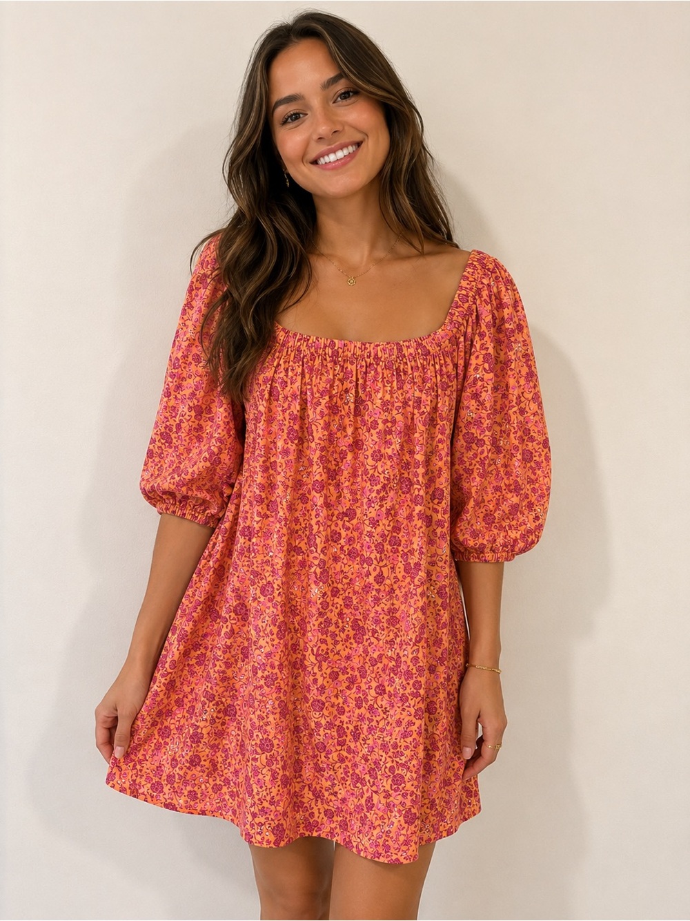 Old Navy Floral Off-Shoulder Peasant Dress M Petite Pink Peach Boho